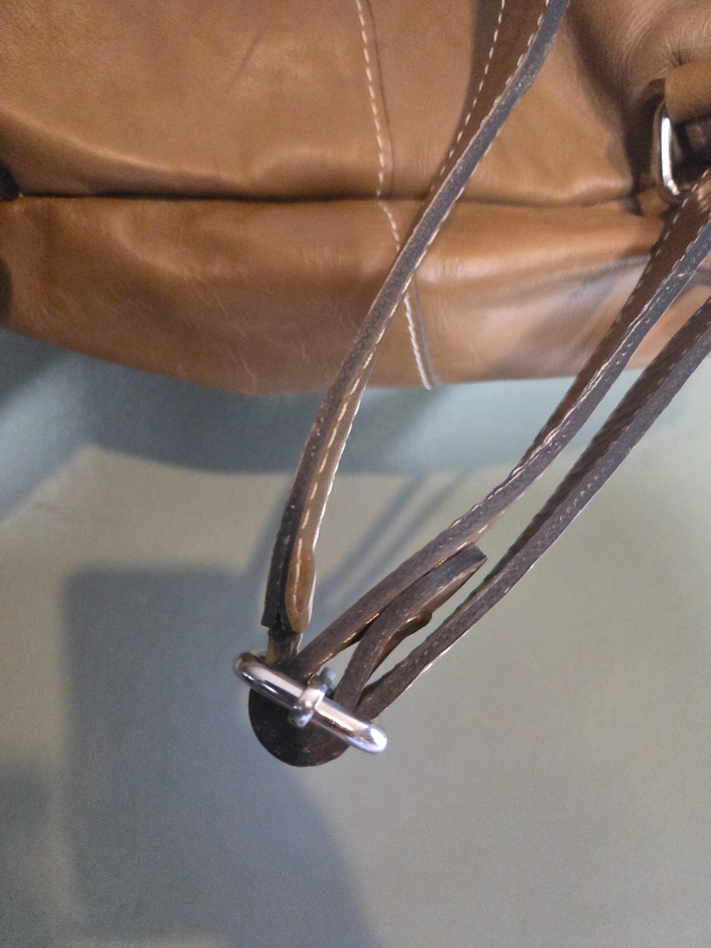 Pottery Barn Tan Leather Backpack with Front Hook - Picture 5 of 9